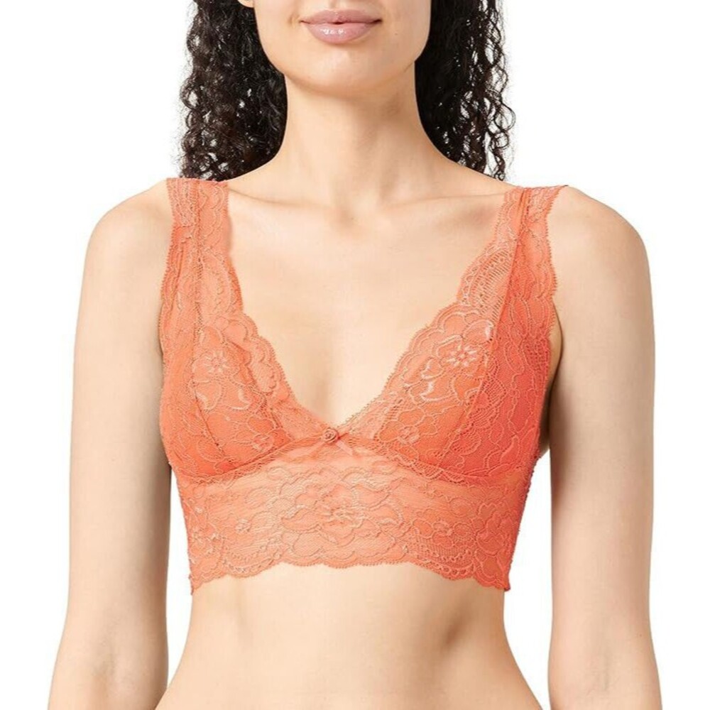 NWT Passionata By Chantelle Lulu Wireless Padded Lace Bralette Bra Neon Orange S